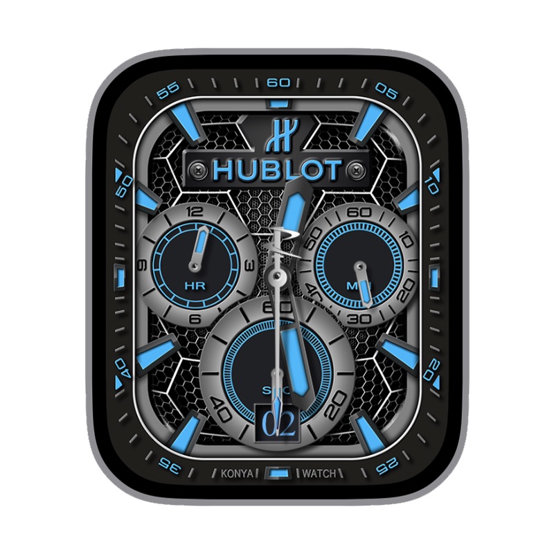 HUBLOT宇舶机械蜂窝蓝灰科技风刻度指针三盘表盘.clock&clcok2