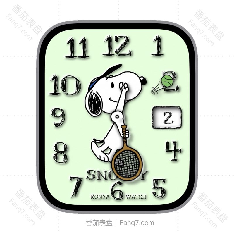 番茄表盘动漫主题浅绿史努比网球日志数字表盘.clock&clcok2
