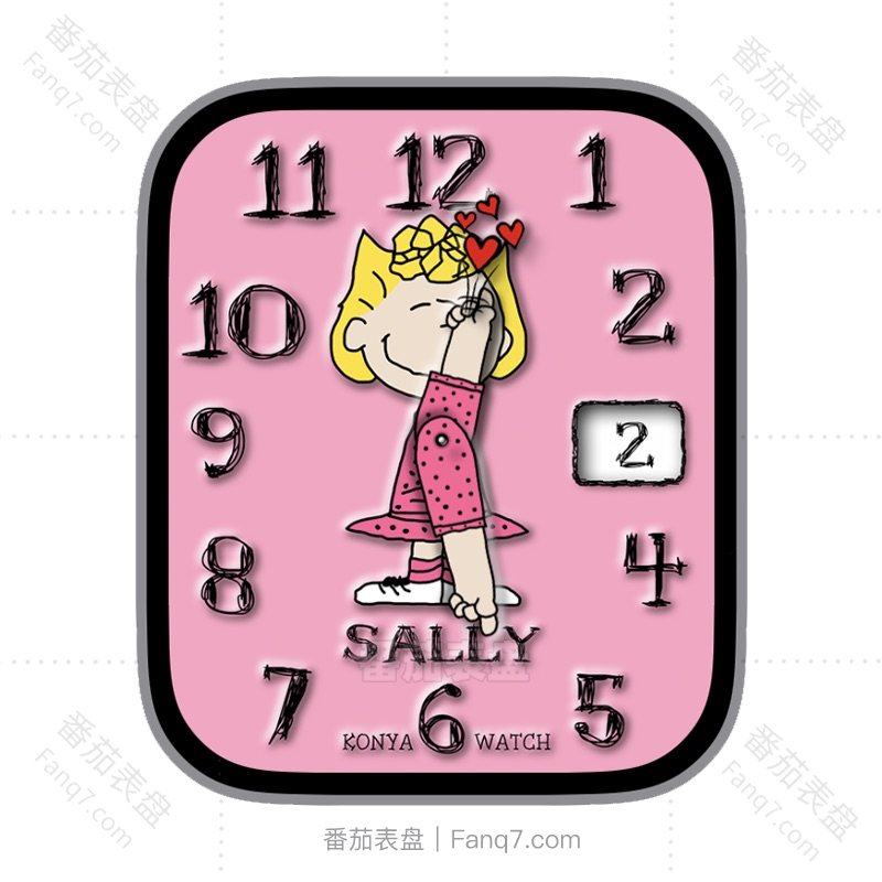 番茄表盘动漫主题浅粉萨利风趣手臂指针日志数字表盘.clock&clcok2