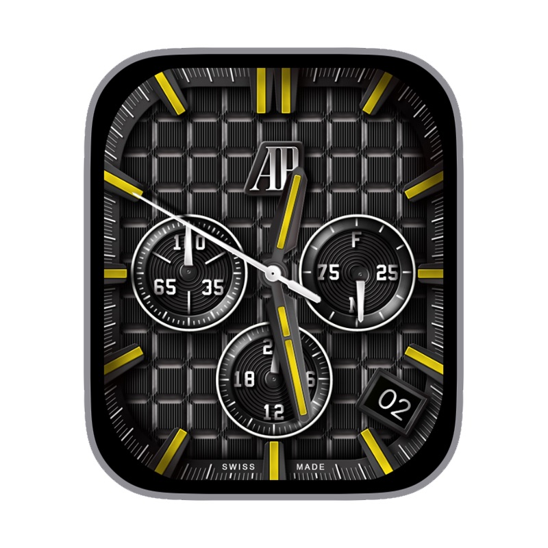 爱彼AP深灰方格黄色刻度动态指针三盘日志ultra表盘.clock&clcok2