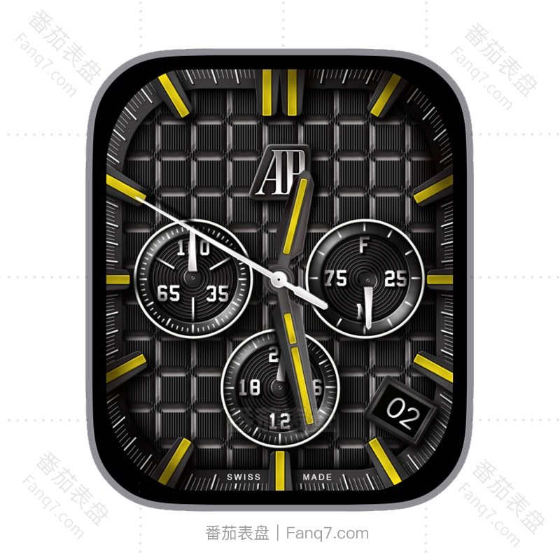 爱彼AP深灰方格黄色刻度动态指针三盘日志ultra表盘.clock&clcok2
