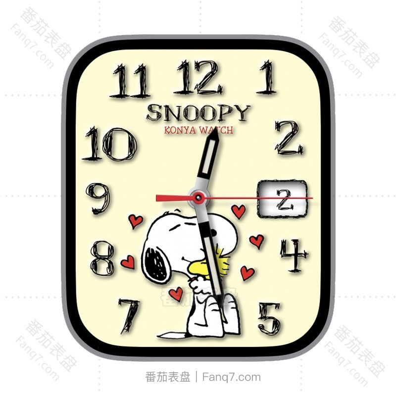 番茄表盘动漫主题浅黄史努比爱心拥抱日志数字表盘.clock&clcok2