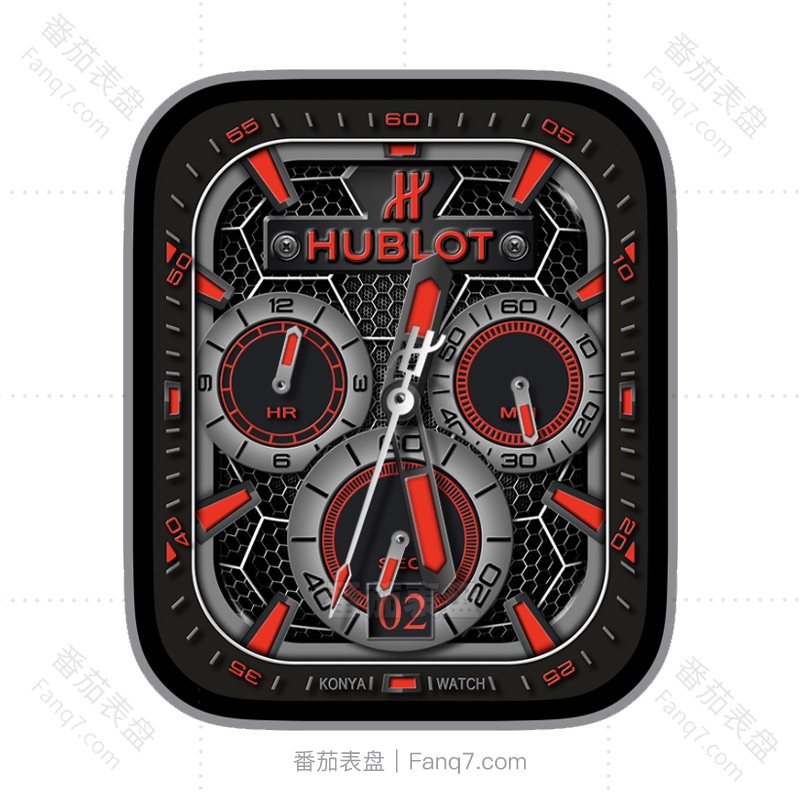 HUBLOT宇舶机械蜂窝红黑科技风刻度指针三盘表盘.clock&clcok2