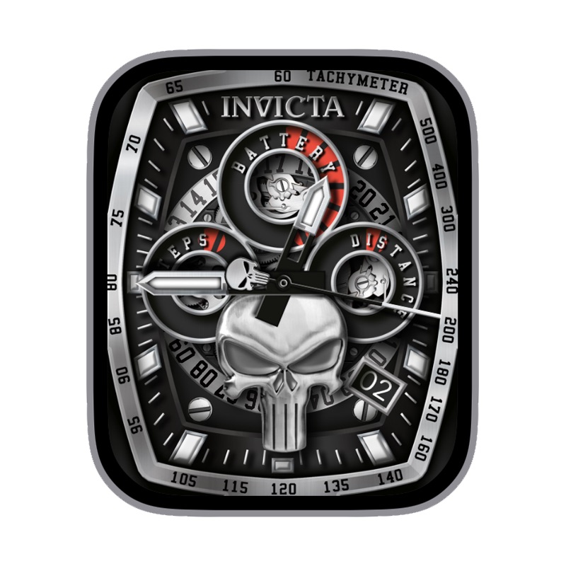 INVICTA英弗他金属拉丝风复古机械多功能步数心率电量刻度指针表盘.clock&clcok2