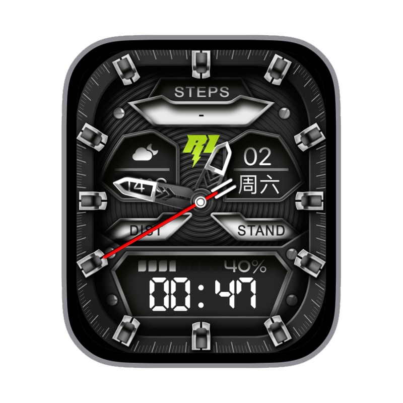 RL深灰回纹多功能天气步数日志星期温度电量数字数据刻度指针ultra表盘.clock&clcok2