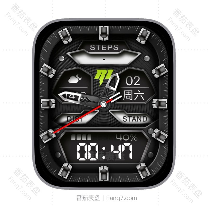 RL深灰回纹多功能天气步数日志星期温度电量数字数据刻度指针ultra表盘.clock&clcok2
