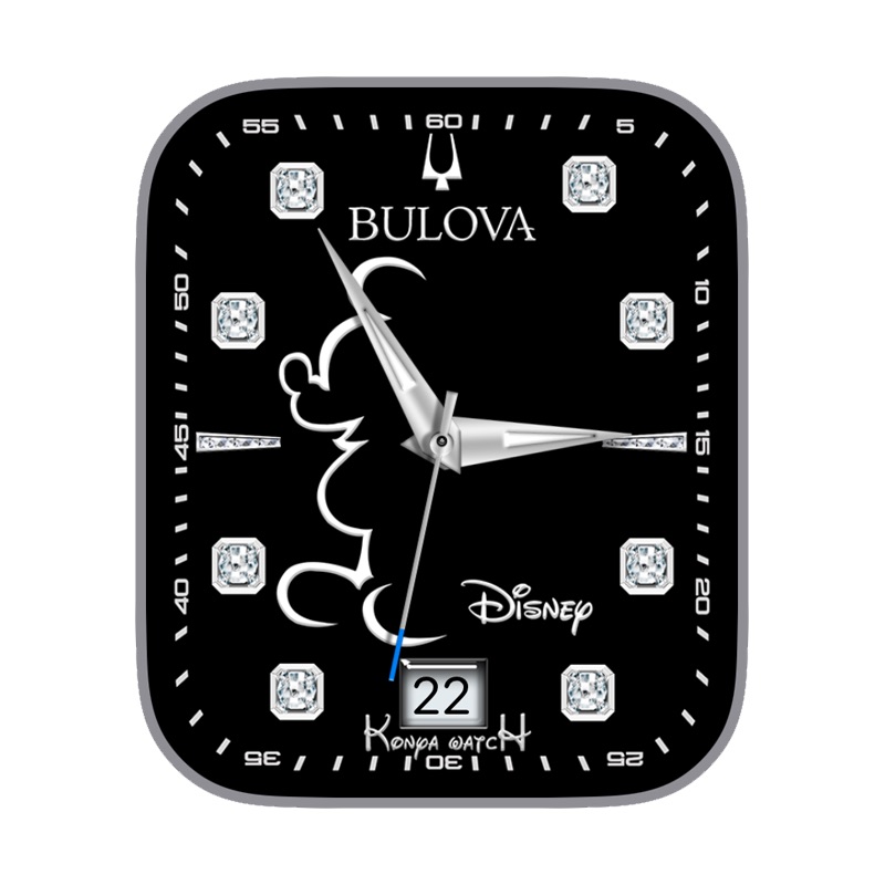 宝路华BULOVA酷黑白轻奢钻石米奇米老鼠轮廓disenep表盘.clock&clcok2