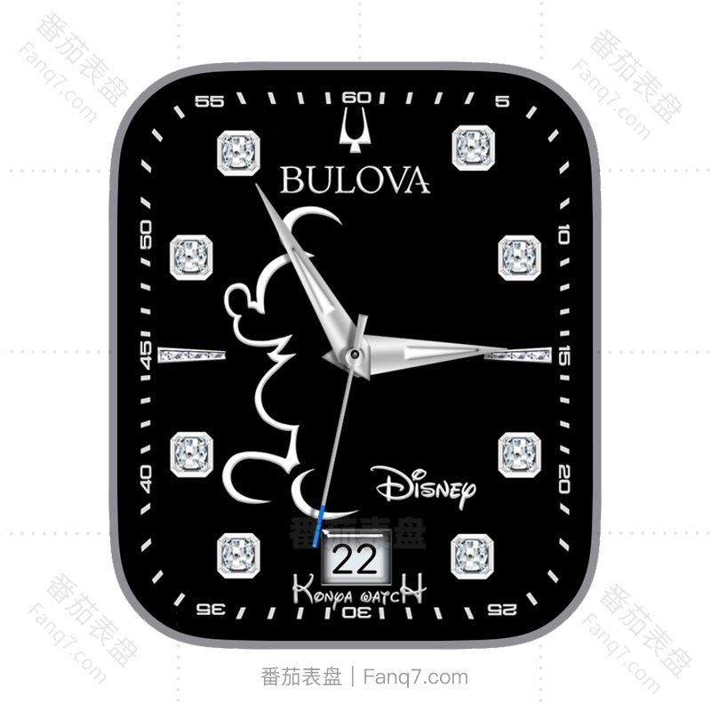 宝路华BULOVA酷黑白轻奢钻石米奇米老鼠轮廓disenep表盘.clock&clcok2