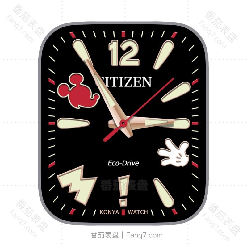 citizen西铁城酷黑红黄米奇联名表盘.clock&clcok2