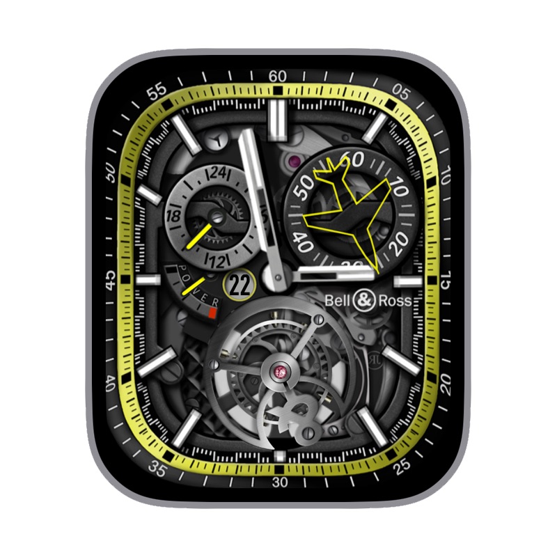 bell & ross柏莱士酷黑黄绿机械动态表盘.clock&clcok2