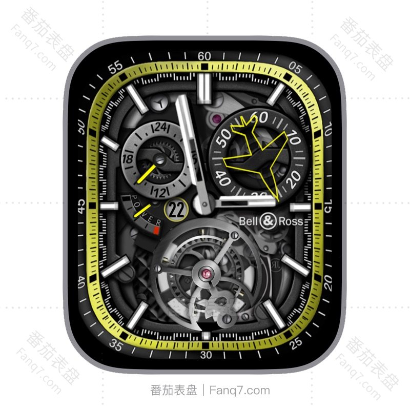 bell & ross柏莱士酷黑黄绿机械动态表盘.clock&clcok2