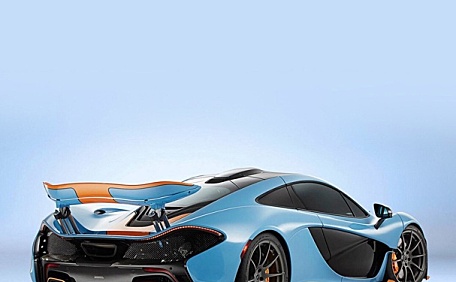 超酷跑车赛车尾翼聚焦蓝色壁纸