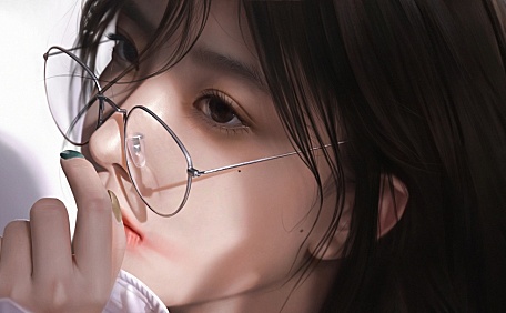 书香气质眼镜少女电脑壁纸壁纸