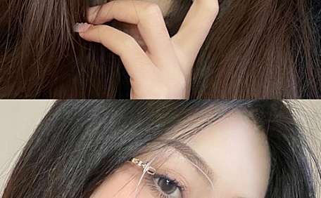 气质甜美的眼镜女孩自拍双屏壁纸