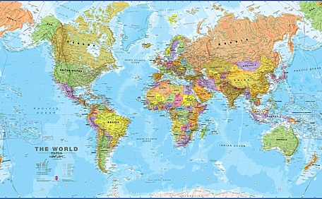 世界地图英文平面壁纸