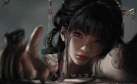 鬼刀动漫公主趴在桌上人物插画壁纸