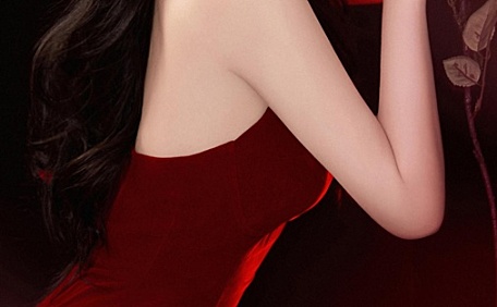 红长裙气质甜美系黑玫瑰女孩壁纸