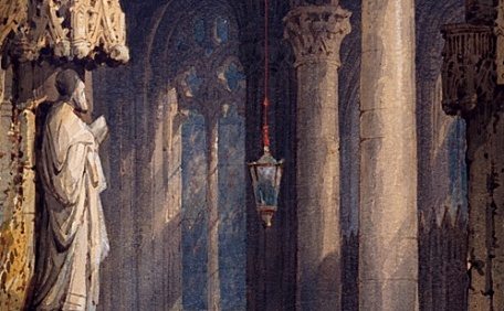 古典油画大教堂里虔诚信仰壁纸