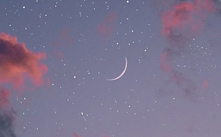 星空火烧云月亮风景壁纸