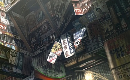 日系堆满广告牌大楼城市壁纸