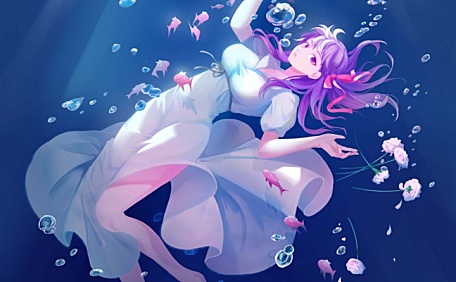 沉入水中的长裙仙女壁纸