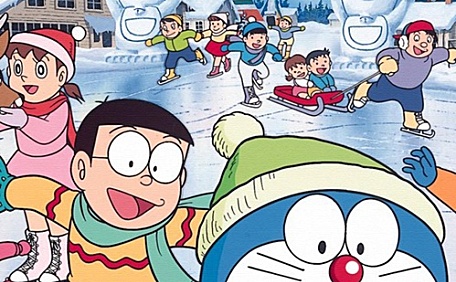 哆啦A梦冰雪天地滑雪溜冰壁纸