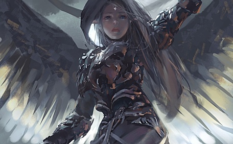 魔幻未来天使女孩翅膀插画漫画壁纸