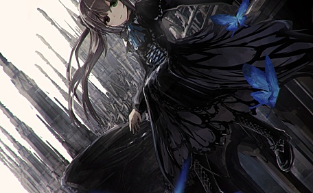 哥特风萝莉塔女孩在教堂屋顶壁纸