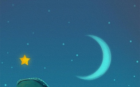 鲸鱼浮游村镇上空插画壁纸