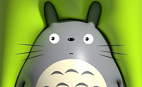 宫崎骏3D立体龙猫嫩绿色背景壁纸