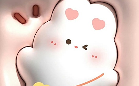 3D立体可爱小兔粉色卡通动漫壁纸