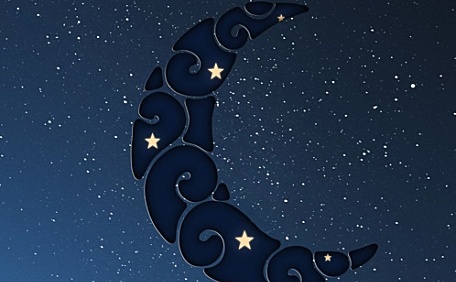 蓝色星空贴纸月亮壁纸