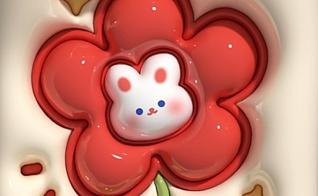 3D立体可爱小花兔壁纸