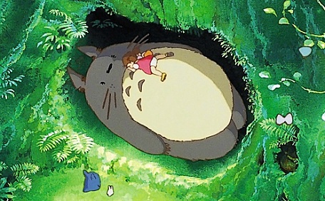 宫崎骏电影龙猫躺在草地睡觉漫画插画壁纸