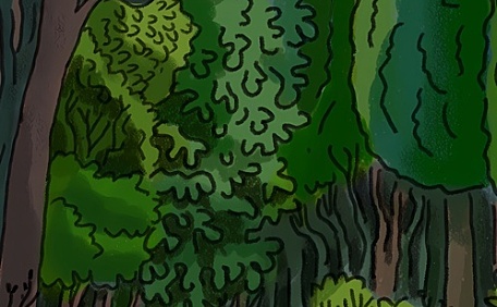 可爱小兔在森林探险插画壁纸