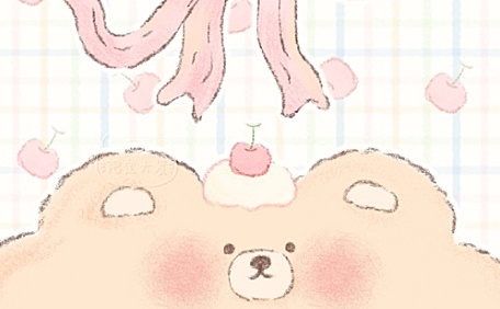 ins可爱小熊蝴蝶结插画壁纸