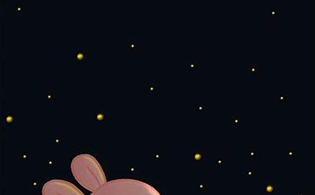 可爱小猪在看萤火虫插画壁纸