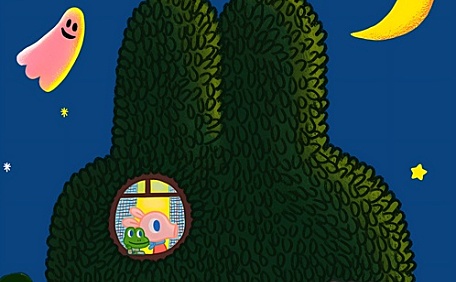 可爱小猪在小兔家做客插画壁纸