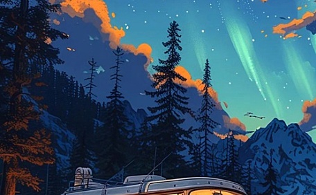 大巴车的插画壁纸