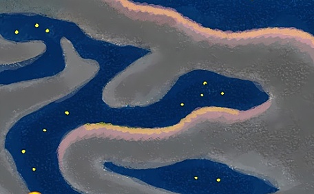 可爱小猪夜晚散步插画壁纸