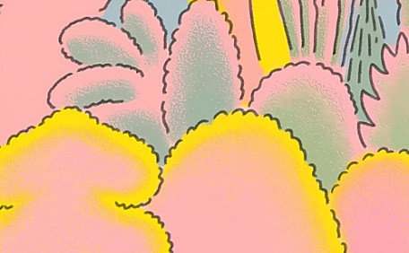 可爱小兔在森林粉色插画壁纸