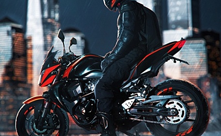 机车骑行者在城市下的街景壁纸