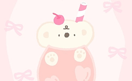 可爱小熊冰激凌ins粉色壁纸