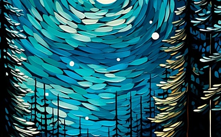 梵高星空插画壁纸