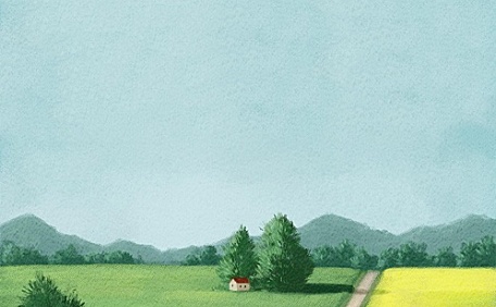 乡村麦子插画壁纸