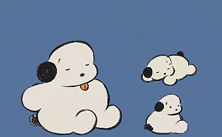 ins史努比小熊蓝色背景壁纸