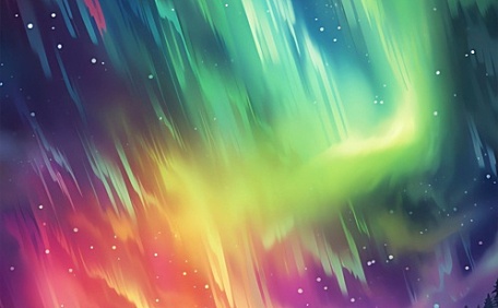 北极极光插画壁纸