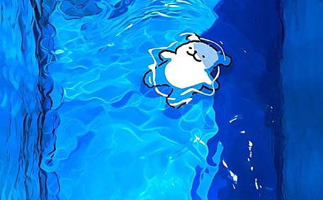 蓝色可爱素描小熊泳池ins壁纸