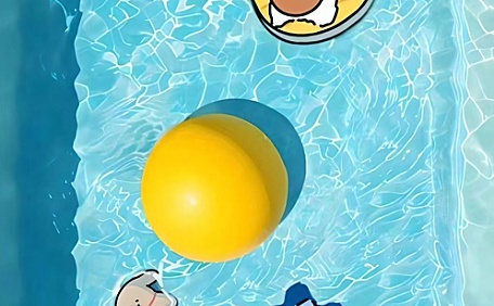 泳池里可爱玩具插画壁纸