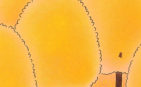 可爱小猪和小伙伴在扫树叶插画壁纸